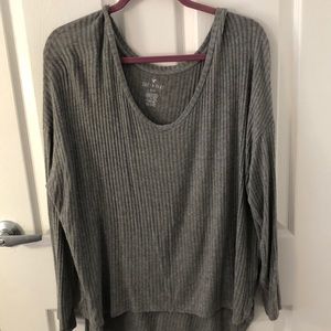 Grey American Eagle V-Neck Sweater